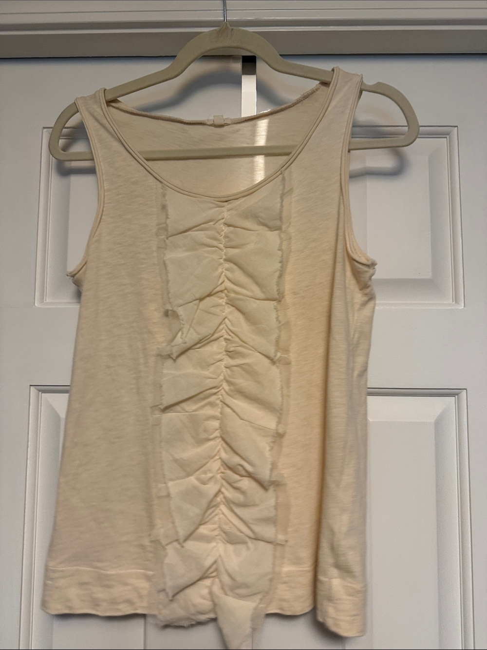 J. Crew Cream Ruffle-Front Tank